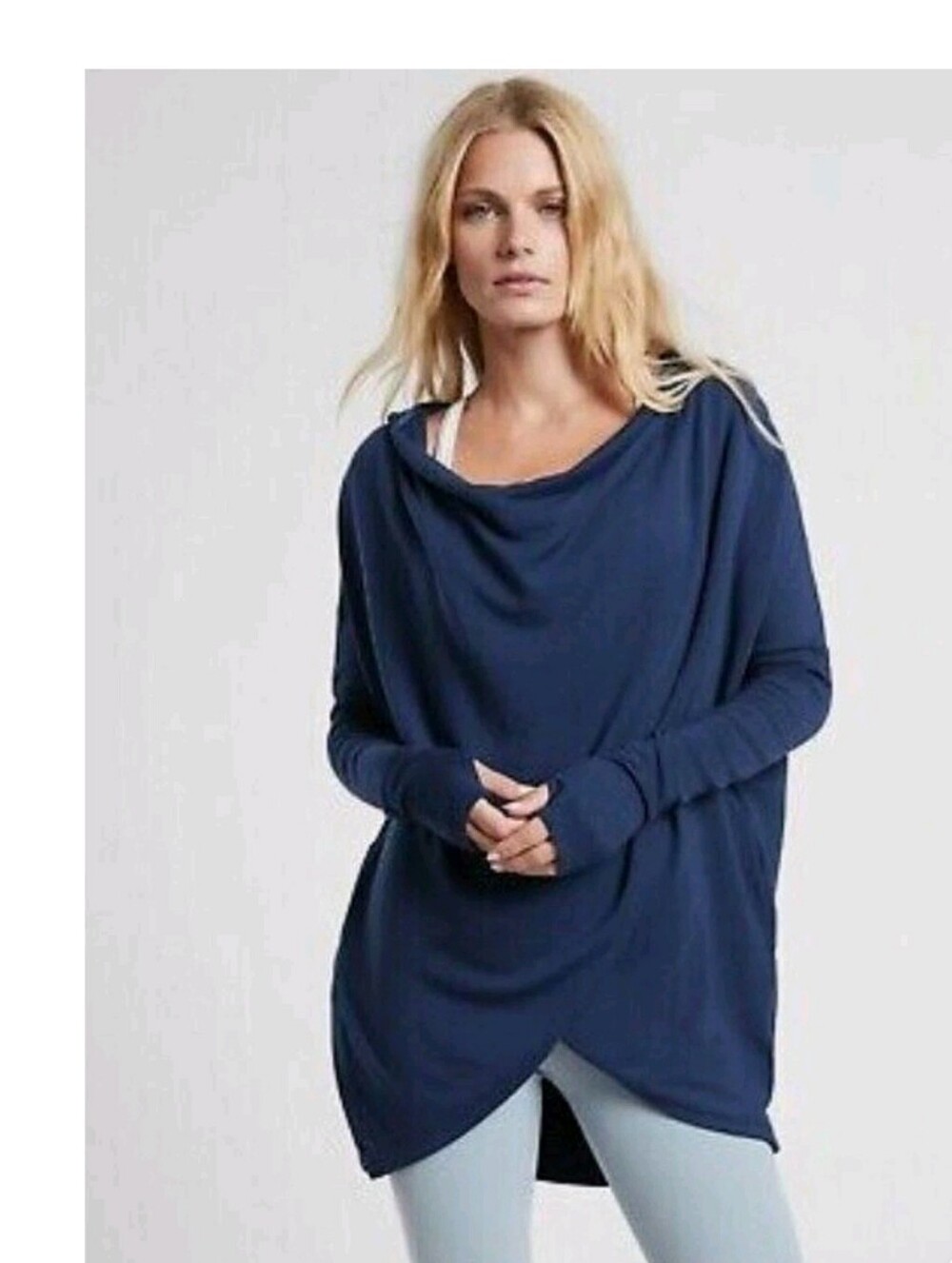 Athleta Sweatshirt Purana Wrap Hoodie Enchanted Blue Size L